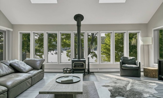 Greenwood Lake Casa | Modern Lakefront | Dock Hot Tub Game Room