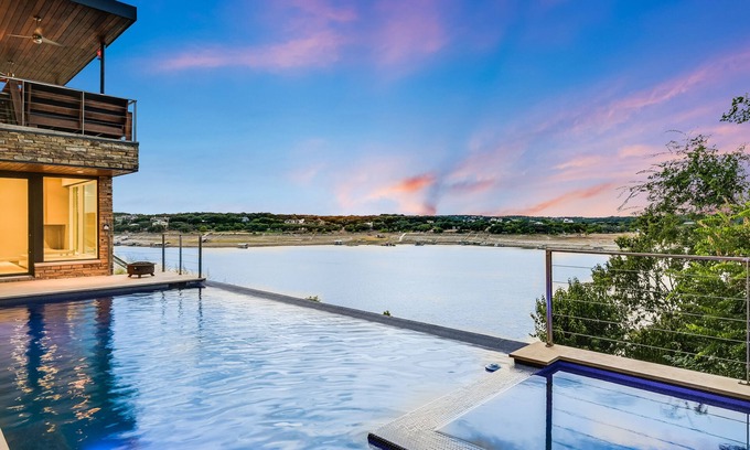 Buffalo Gap Casa | Modern Midcentury Lakefront with pool, hot tub, & private boat dock/Boat rentals