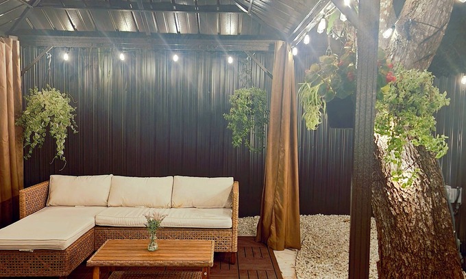 Homestead Casa | Modern mobile home with pool and private patio.