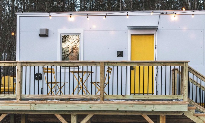 Johnson Casa | Modern Tiny House w/hot tub & river near Stowe