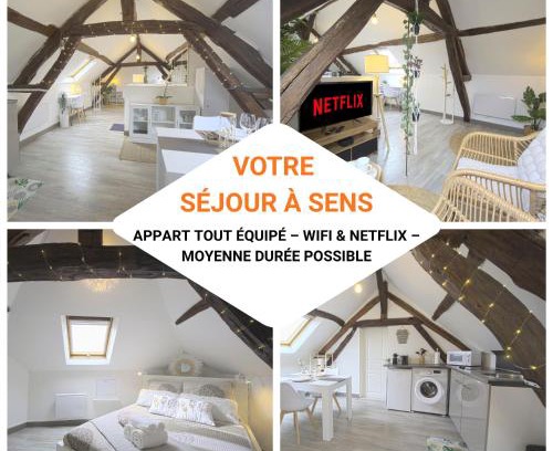 Sens Apartamento | Mon Rêve - By BEST KEYS - Loft Cosy & Charme Authentique - Poutres Apparentes - Centre Ville - Netflix & WiFi Fibre - Smart TV - Machine à Café Nespresso - Check-in Autonome - Parking Facile & Gratuit