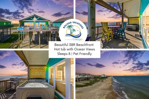 Port Bolivar Casa | MoonStone 3BR Beachfront w Hot Tub Amazing Beach Views and Large Deck