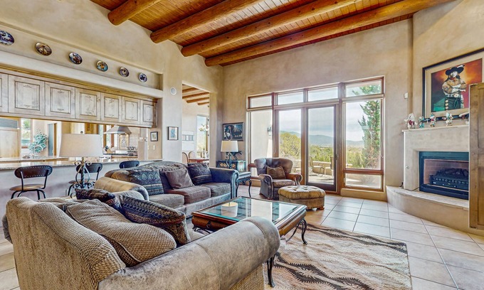 Santa Fe Casa | Mountain-view magic - large home office, chef’s kitchen, wraparound patio