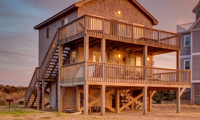 Brigands' Bay Casa | Multi-level sound-front house with private hot tub, central AC, & WiFi