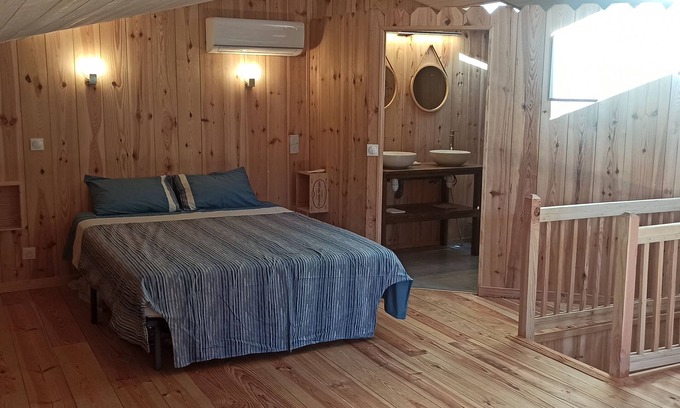 Le Porge Chalet De Esquí | Habitación naturista con piscina. Cerca de Bassin d'Arcachon, Cap-Ferret, Médoc