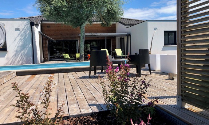 Moliets-et-Maa Villa | NUEVO ARQUITECTO VILLA 2018, CONTEMPORÁNEO, PISCINA PRIVADA CLIMATIZADA, WIFI,