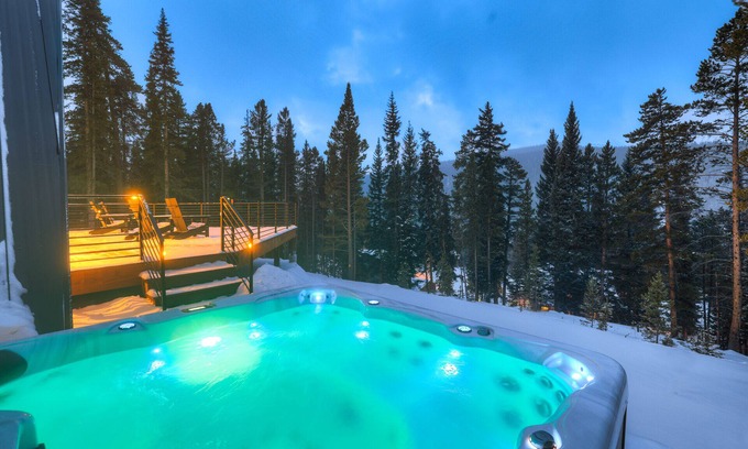 Blue River Cabina | NEW Breckhaus A-Frame: Unique Luxe Design, Hot Tub, WOW Views, TWO Primary Suites