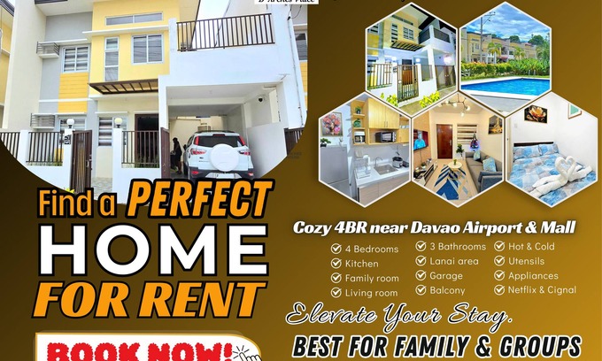 Davao Casa | New Cozy 4BR near Davao Airport BeSTAYcation for Family/Group upto 14