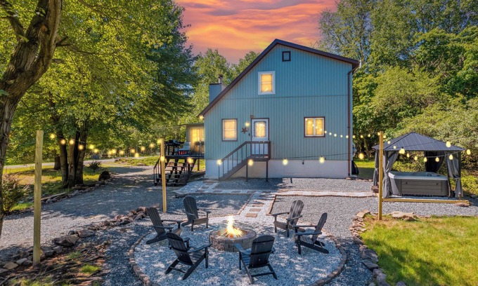 Tunkhannock Township Cabaña | New! Hot Tub, Fire-pit, Shuffleboard, Game Room, Kids Play Area and More!