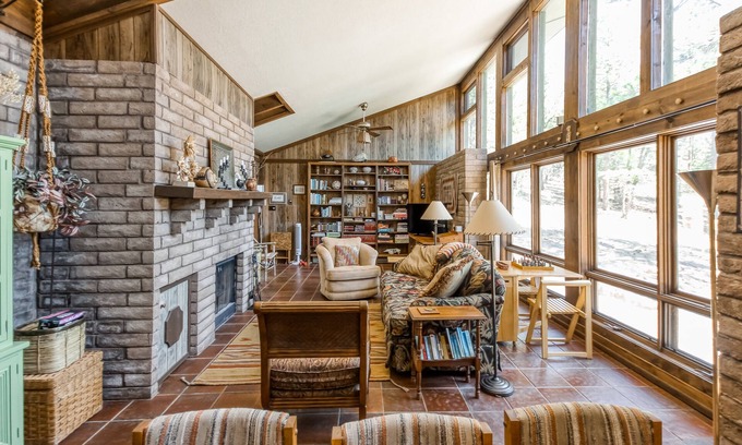 Angel Fire Casa | New listing! Lovely home filled with character w/ cozy fireplace and large patio