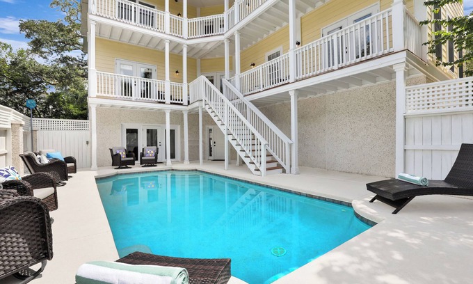 East Beach Casa | New Listing! Dog Friendly East Beach Home with Private Heated Pool | Steps Away from the Beach!