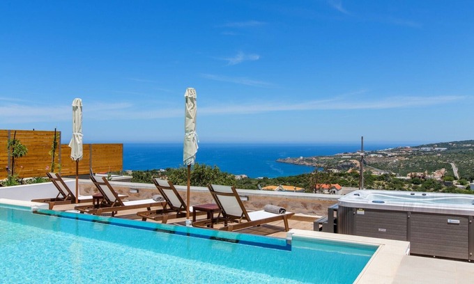Gerani Villa | NUEVO Lux Villa ★ Piscina privada Infinity ★ Jacuzzi ★ SeaView ★ Verduras gratis