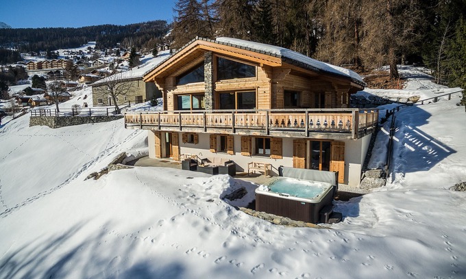 Mayens-de-Riddes Chalet De Esquí | lujoso Chalet Charbray La Tzoumaz (Verbier) 10p - bañera de hidromasaje + sauna
