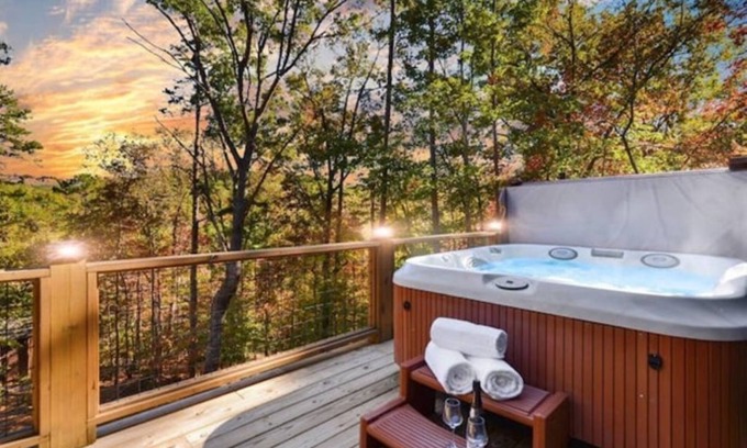 Ellijay Cabina | New-Modern-Private-Hottub-Fireplace-Resort Access-Pool-Fitness-View-Dog Friendly