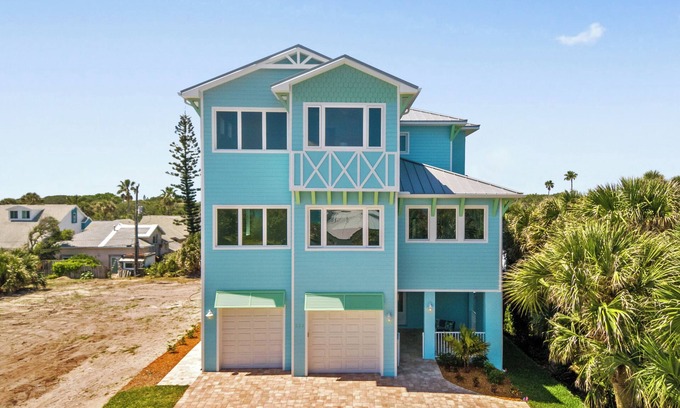 Cocoa Beach Casa | New Ocean View Beach House with a Heated Private Pool! Park Here Walk Everywhere