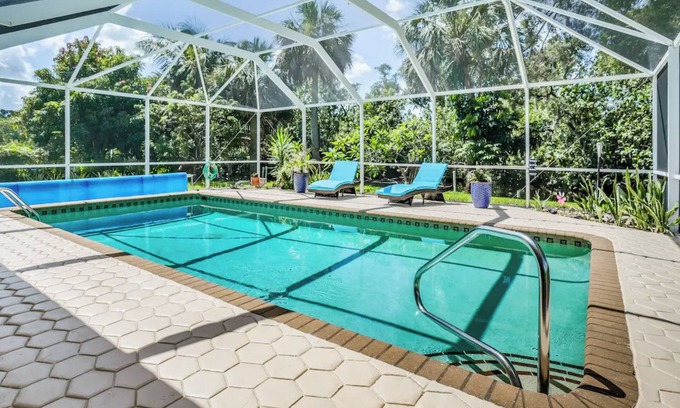Fort Myers Casa | NEW! Waterfront Heated Pool, Kayaks, Fishing Pier, Fire Pit w/office