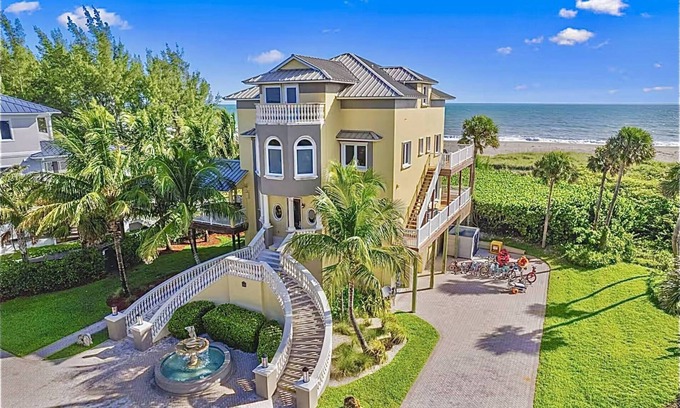 Fort Pierce Casa | Newly Listed Ocean-Front-to-River-Front 6 BR Beach House Estate; w/ Elevator.