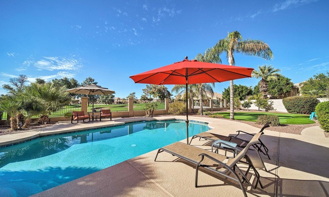 Island at Ocotillo Casa | Recientemente renovado casa en Fairway. Piscina, y Putting Green. Área de moda.