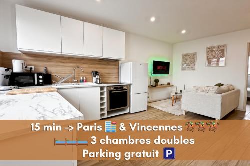 Joinville-le-Pont Apartamento | NOA - Appartement familial très proche Paris et Vincennes - Parking free