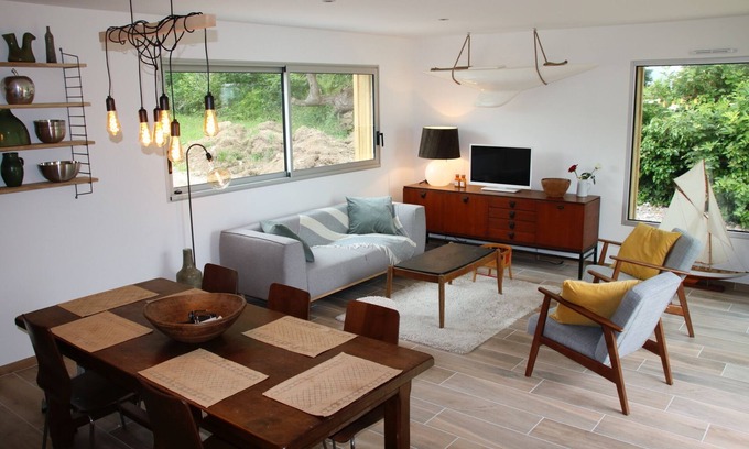 Veulettes-sur-Mer Casa | Normandía- Casa de una planta con vistas al mar.