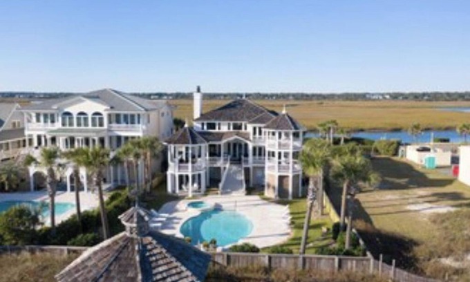 Ocean Isle Beach Casa | Ocean Front, Canal Front, Dock, Pool, Hottub, Sunrise, Sunset Views, Elevator