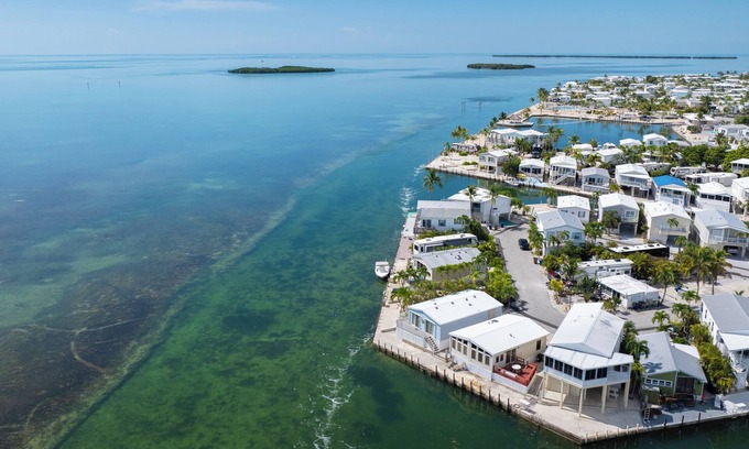 Cudjoe Key Casa | Oceanfront 2BR/2BA in Cudjoe Key | 50' Seawall, Dock, Open Porch, Stunning Views