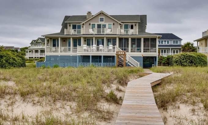 South Beach Casa | Oceanfront Bald Head Home with Private Boardwalk to the Beach