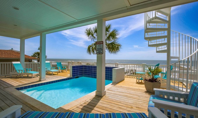 Folly Beach Casa | Oceanfront Home w/ Private Pool, Roof Deck, Porches & Game Room -- Incredible Ocean & Marsh Views