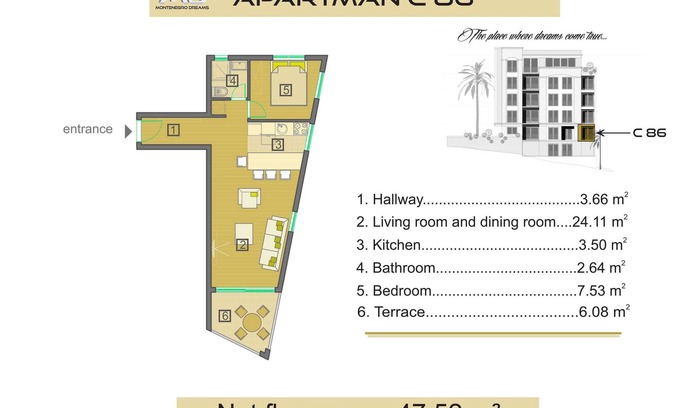 Becici Apartamento | Una habitación con vista al mar