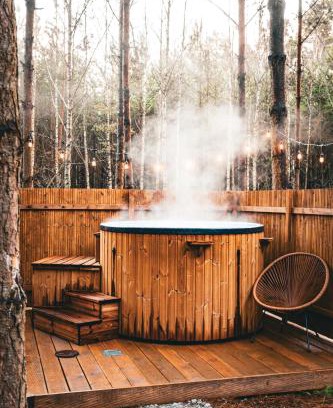 Sliwice Casa | Osada LoveLaski - balia jacuzzi, sauna i kominek - całoroczne domki premium