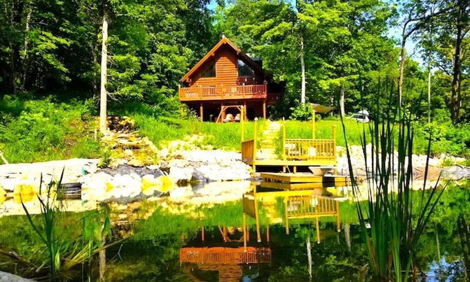 Harpers Ferry Cabina | Paint Creek Lodge ... 5 Bedroom A-Frame Log Cabin W/Hot Tub & Swimming Pond