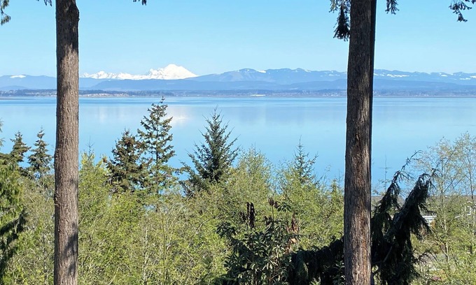 Camano Island Casa | Panoramic View House of Puget Sound with hot tub and walls of windows
