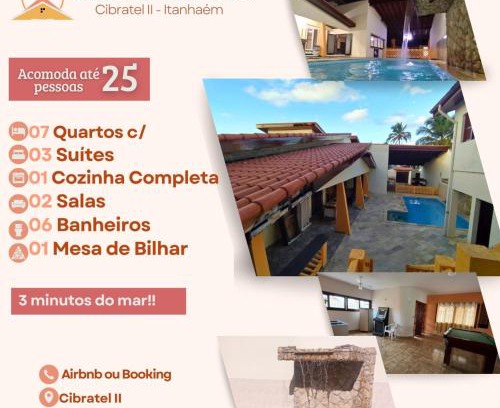 Cibratel II Casa | Paraíso Itanhaém, 25 Pessoas, Piscina, Jogos, 3 min mar