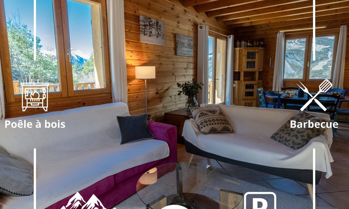 Enchastrayes Chalet De Esquí | Parenthèse Alpine - Terrasse Panoramique - Parking
