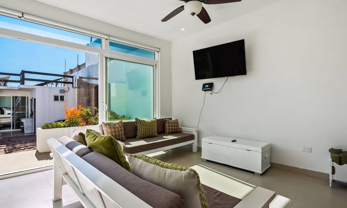 La Paloma Villa | Peaceful dog-friendly villa with outdoor pool, rooftop patio, beach views, & AC