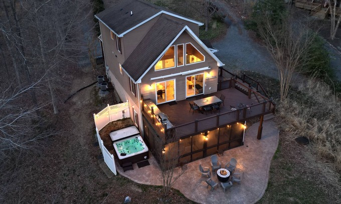 Bumpass Casa | Peaceful Lakefront Retreat with Hot Tub, Firepit and Boat Dock
