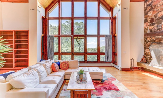 Beemerville Casa | Peaceful Mountian Oasis: Firepit, Hot Tub, Sauna!