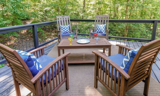 Lake Lure Cabaña | Perch and Pine Cottage sleeps 6, lake access firepit