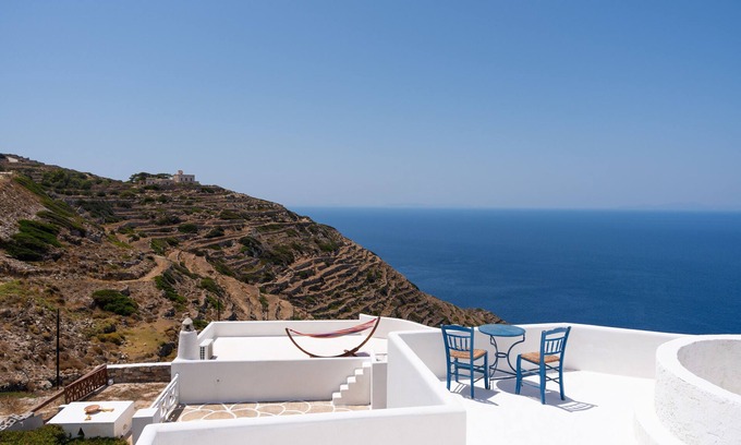 Sikinos Apartamento | Apartamento "Antiparos" que admite mascotas, con vistas al mar y Wi-Fi