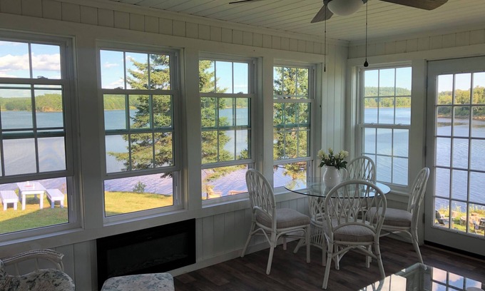 Calais Casa | Pet Friendly Waterfront Farmhouse- PVT OFC, Views, Kayaks, Game Room & Playset