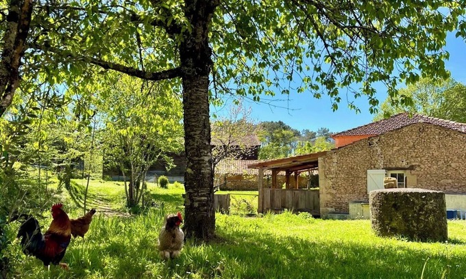Gaugeac Cabaña | Petit Maison a la Ferme; Terrasse Couvert, Jacuzzi, Cuisine Exterieur