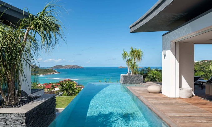 Morne de Depoudre Villa | Villa contemporánea con piscina pequeña y piscina infinita, sala de ejercicios totalmente equipada
