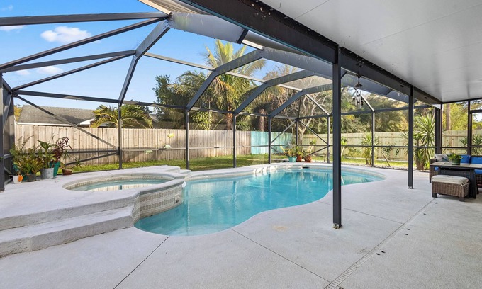 Indian River Estates Casa | Pool House w/ Fireplace, BBQ Grill, WIFI, Cable, and EV Charger-20 min to Beach