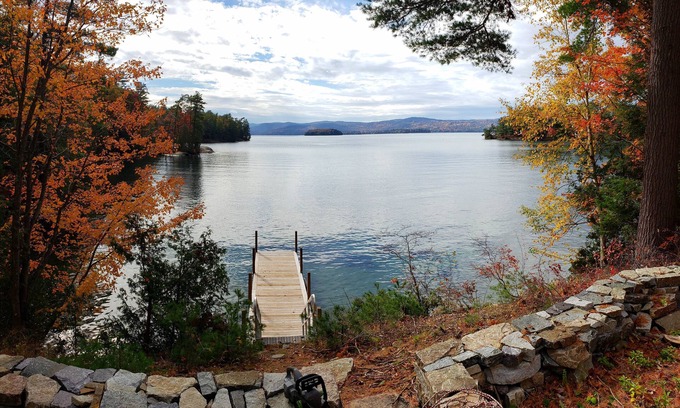Fort Ann Casa | Private 6 acre waterfront estate on Lake George with protected sandy bay.