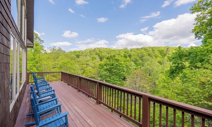 Dublin Casa | Private lakefront home with dock, forest views, balconies, game room, and cozy indoor charm