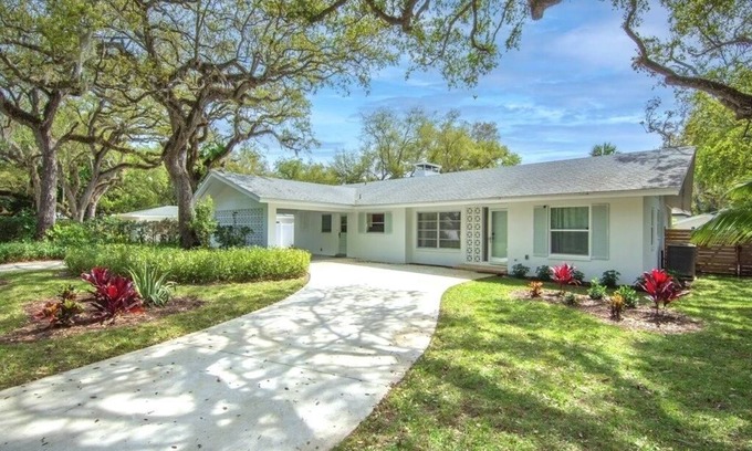 Central Beach Casa | Private, quiet Midcentury Pool Home in Central Beach, four blocks to sand