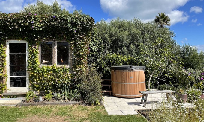 Surfdale Casa | Private sunny oasis with twin sea views and a cedar hot tub.