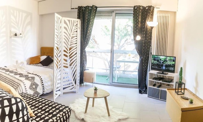 La Plage Apartamento | Résidence Bord de Mer-Terasse-plage prado David