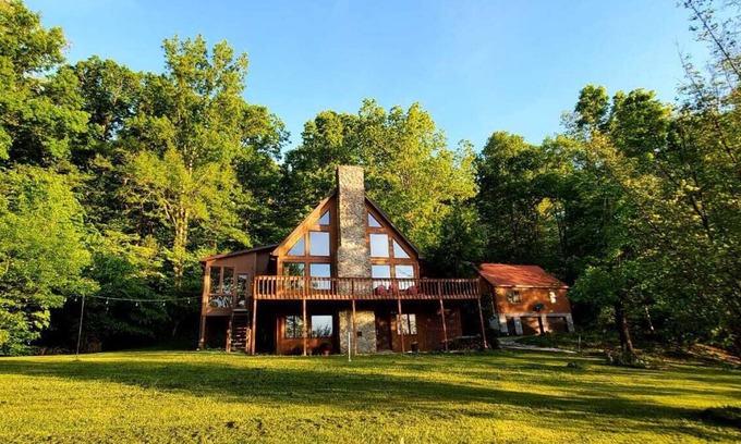 Irvine Casa | Relax & Recharge A Frame Retreat firepit hot tub sauna gym fishing forest escape