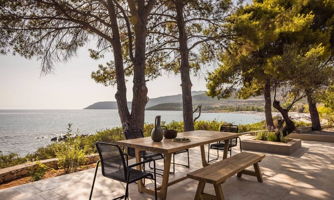 Kardamyli Villa | Remarkable Kardamyli Beachfront Villa | Villa Millennium Earl | 2 Bedrooms | Spacious Furnished Outdoor Area with Spectacular Sea Views | Ritsa